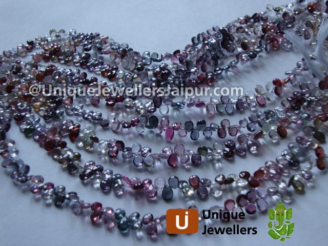Multi Spinel Faceted Pear Beads